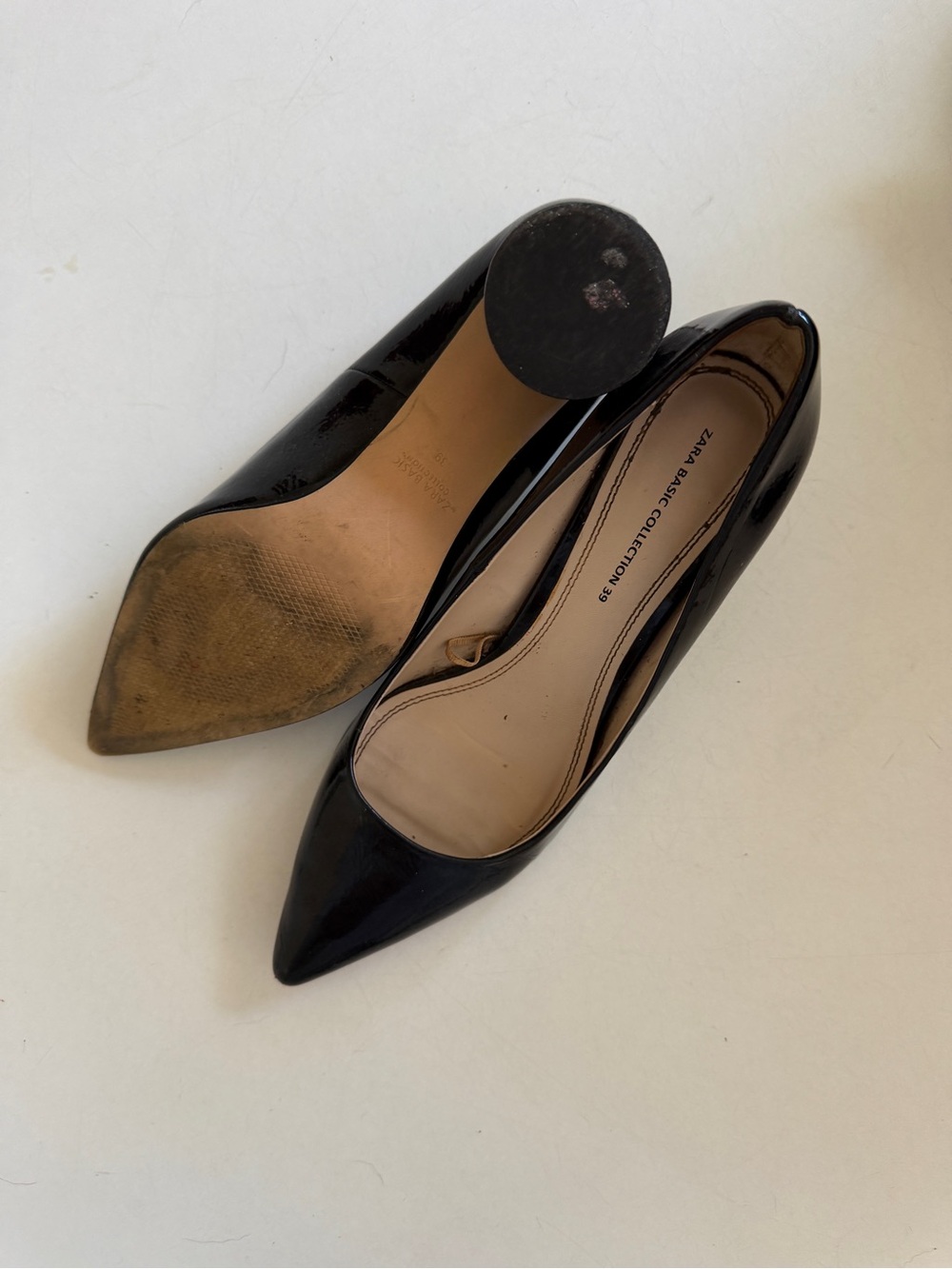 ZARA Block Black Patent Effect Heels - 39/8 US - Picture 4 of 5